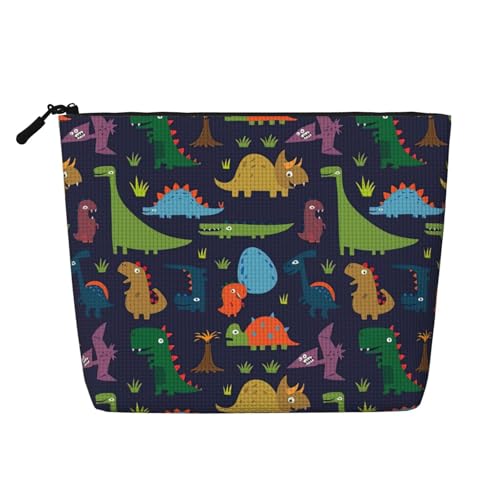 Luckily&Day Kosmetiktasche mit Dinosaurier-Palmblatt-Druck, Make-up-Tasche, modische Reisetasche mit großem Stauraum, Geschenke für Frauen, Schwarz, Einheitsgröße, Schwarz, One Size von Luckily&Day