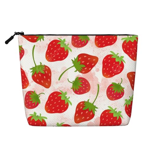 Luckily&Day Kosmetiktasche mit Erdbeermotiv, für Damen, Make-up-Tasche, modische Reisetasche mit großem Stauraum, Geschenke für Frauen, Schwarz, Einheitsgröße, Schwarz, One Size von Luckily&Day
