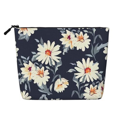 Luckily&Day Kosmetiktasche mit Gänseblümchen-Aufdruck, für Damen, Make-up-Tasche, modische Reisetasche mit großem Stauraum, Geschenke für Frauen, Schwarz, Einheitsgröße, Schwarz, One Size von Luckily&Day