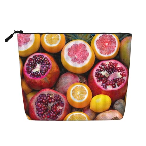 Luckily&Day Kosmetiktasche mit Obstbild, Standarddruck, für Damen, Make-up-Tasche, modische Reisetasche mit großem Stauraum, Geschenke für Frauen, Schwarz, Einheitsgröße, Schwarz, One Size von Luckily&Day