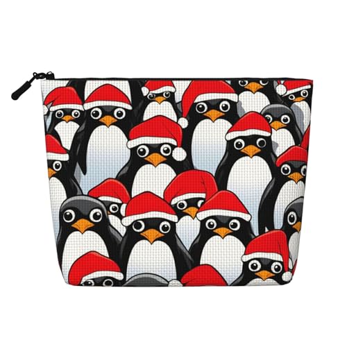 Luckily&Day Kosmetiktasche mit Weihnachts-Pinguin-Druck, für Damen, Make-up-Tasche, modische Reisetasche mit großem Stauraum, Geschenke für Frauen, Schwarz, Einheitsgröße, Schwarz, One Size von Luckily&Day