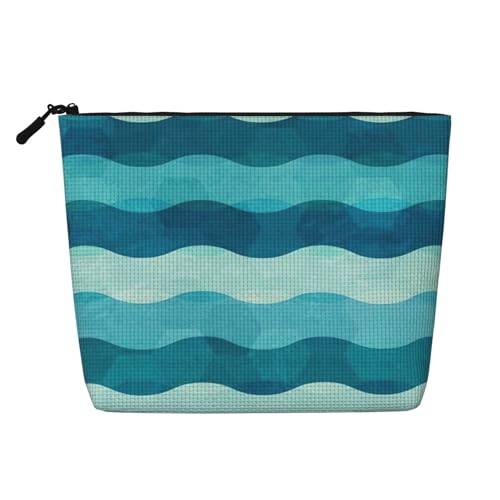 Luckily&Day Kosmetiktasche mit blauem Wellenmuster für Damen, Make-up-Tasche, modische Reisetasche mit großem Stauraum, Geschenke für Frauen, Schwarz, Einheitsgröße, Schwarz, One Size von Luckily&Day