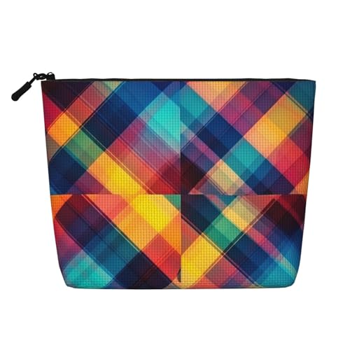 Luckily&Day Kosmetiktasche mit farbigem Karomuster, für Damen, Make-up-Tasche, modische Reisetasche mit großem Stauraum, Geschenke für Damen, Schwarz, Einheitsgröße, Schwarz, One Size von Luckily&Day