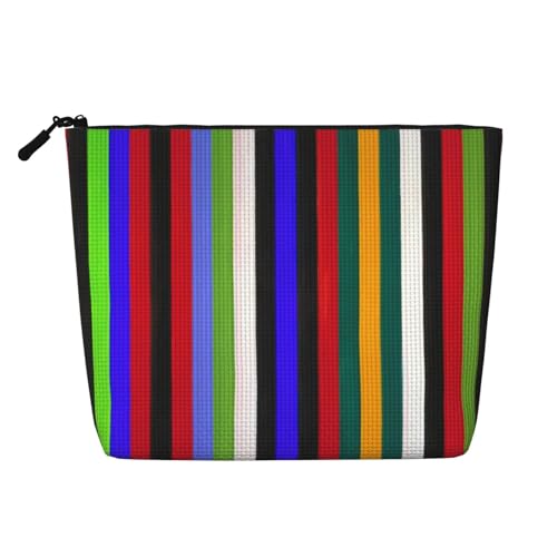 Luckily&Day Kosmetiktasche mit farbigen Streifen für Damen, Make-up-Tasche, modische Reisetasche mit großem Stauraum, Geschenke für Frauen, Schwarz, Einheitsgröße, Schwarz, One Size von Luckily&Day