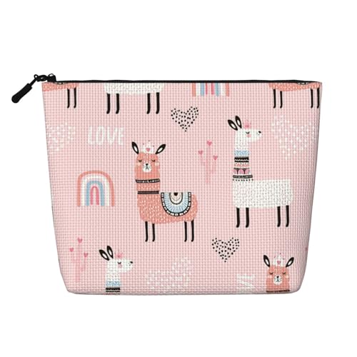 Luckily&Day Lama Bedruckte Kosmetiktasche für Damen, Make-up-Tasche, modische Reisetasche mit großem Stauraum, Geschenke für Frauen, Schwarz, Einheitsgröße, Schwarz, One Size von Luckily&Day
