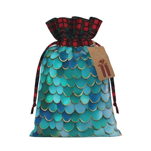 Luckily&Day Meerjungfrau Maßstab 02 Druck Weihnachten Kordelzug Geschenktasche für Party Geburtstag Lustige wiederverwendbare Segeltuchtasche, 1 Stück von Luckily&Day