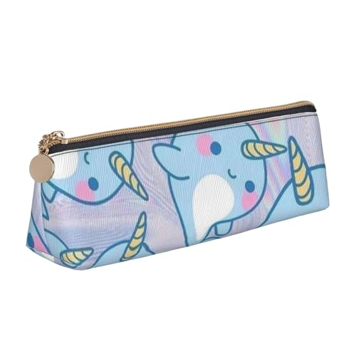 Luckily&Day Niedlicher Fischdruck, personalisierbar, dreieckig, stilvoller Leder-Kosmetik-Organizer, kompakte Reißverschlusstasche, Weiß, One Size, Stilvoll von Luckily&Day