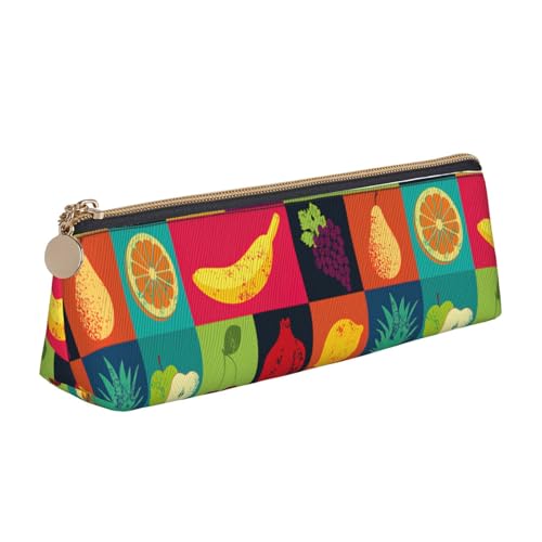 Luckily&Day Personalisierbare, dreieckige Tasche im Kunststil, aus Leder, Kosmetik-Organizer, kompakte Reißverschlusstasche, Weiß, One Size, Stilvoll von Luckily&Day