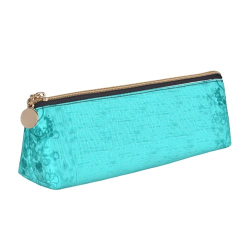 Luckily&Day Personalisierte dreieckige Tasche, stilvoller Leder-Kosmetik-Organizer, kompakte Reißverschlusstasche, Blaugrün, Weiß, One Size, Stilvoll von Luckily&Day