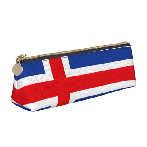 Luckily&Day Personalisierte dreieckige Tasche, stilvoller Leder-Kosmetik-Organizer, kompakte Reißverschlusstasche, Weiß, One Size, Stilvoll von Luckily&Day