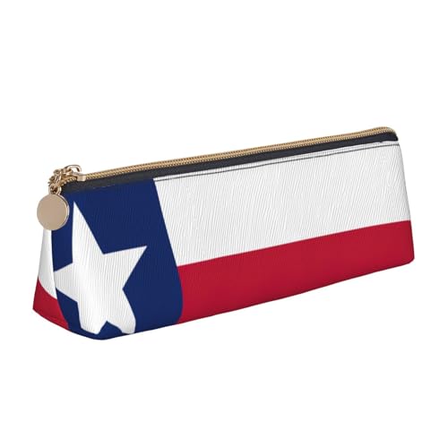 Luckily&Day Personalisierte dreieckige Tasche aus Leder, Motiv: Flagge von Texas, kompakter Kosmetik-Organizer mit Reißverschluss, Weiß, One Size, Stilvoll von Luckily&Day