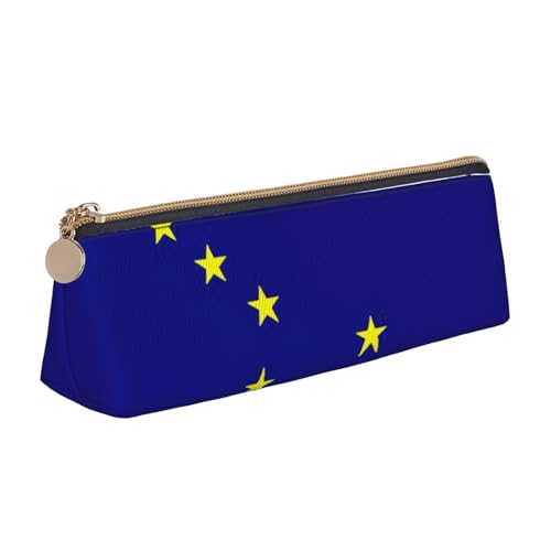 Luckily&Day Personalisierte dreieckige Tasche mit Alaska-Flagge, stilvoller Leder-Kosmetik-Organizer, kompakte Reißverschlusstasche, Weiß, One Size, Stilvoll von Luckily&Day