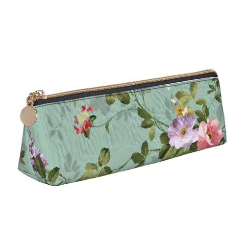 Luckily&Day Personalisierte dreieckige Tasche mit Blumendruck, stilvoller Leder-Kosmetik-Organizer, kompakte Reißverschlusstasche, Weiß, One Size, Stilvoll von Luckily&Day