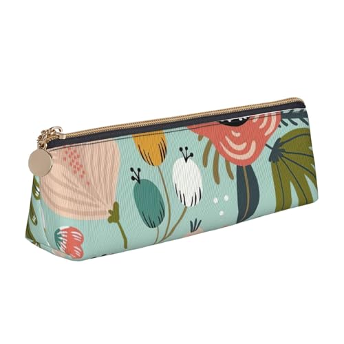 Luckily&Day Personalisierte dreieckige Tasche mit Blumendruck, stilvoller Leder-Kosmetik-Organizer, kompakte Reißverschlusstasche, Weiß, One Size, Stilvoll von Luckily&Day