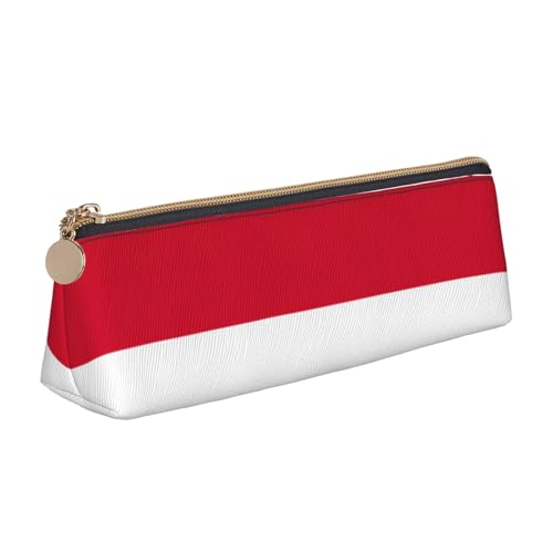 Luckily&Day Personalisierte dreieckige Tasche mit Flagge von Monaco, stilvoller Leder-Kosmetik-Organizer, kompakte Reißverschlusstasche, Weiß, One Size, Stilvoll von Luckily&Day