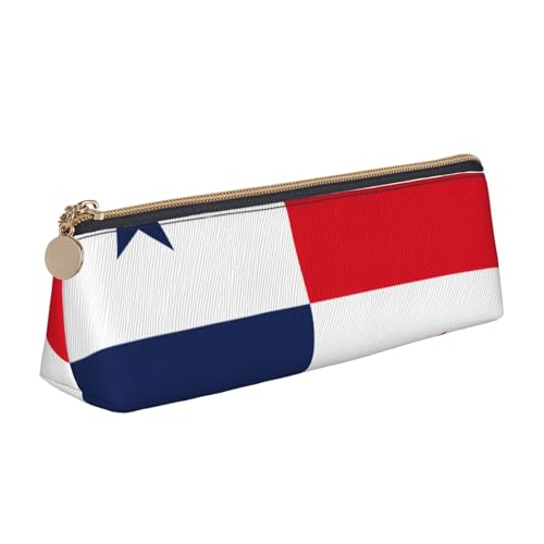 Luckily&Day Personalisierte dreieckige Tasche mit Flagge von Panama, stilvoller Leder-Kosmetik-Organizer, kompakte Reißverschlusstasche, Weiß, One Size, Stilvoll von Luckily&Day