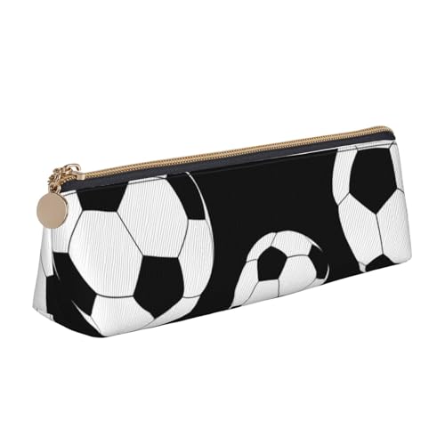 Luckily&Day Personalisierte dreieckige Tasche mit Fußball-Aufdruck, stilvoller Leder-Kosmetik-Organizer, kompakte Reißverschlusstasche, Weiß, One Size, Stilvoll von Luckily&Day