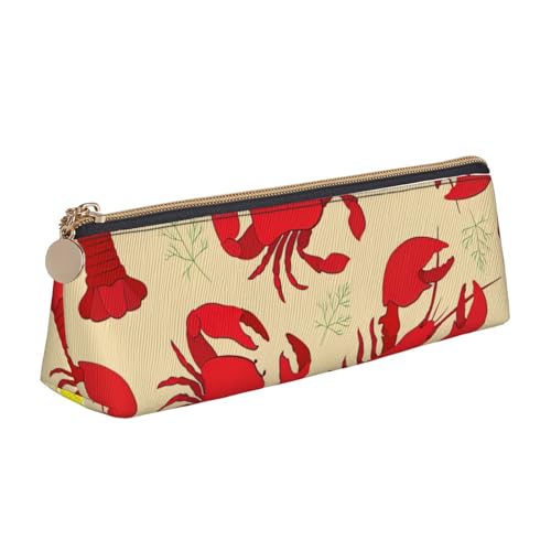 Luckily&Day Personalisierte dreieckige Tasche mit Hummer- und Krabbenmuster, stilvoller Leder-Kosmetik-Organizer, kompakte Reißverschlusstasche, Weiß, One Size, Stilvoll von Luckily&Day