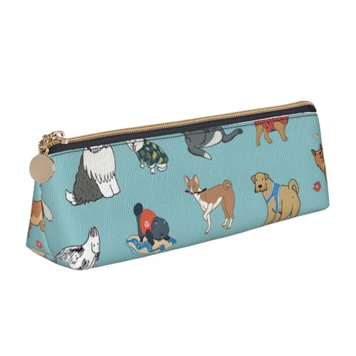 Luckily&Day Personalisierte dreieckige Tasche mit Hundemotiv, stilvoller Leder-Kosmetik-Organizer, kompakte Reißverschlusstasche, Weiß, One Size, Stilvoll von Luckily&Day