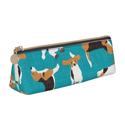 Luckily&Day Personalisierte dreieckige Tasche mit Hundemotiv, stilvoller Leder-Kosmetik-Organizer, kompakte Reißverschlusstasche, Weiß, One Size, Stilvoll von Luckily&Day