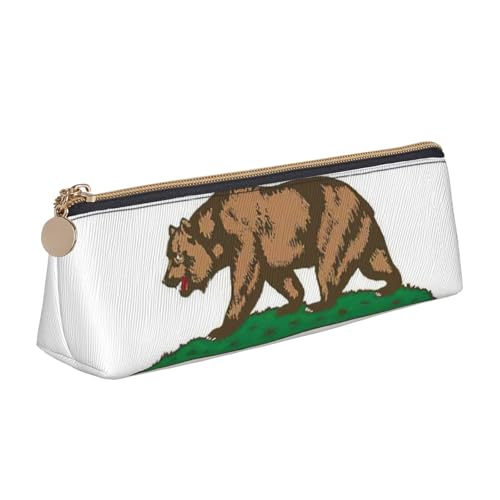 Luckily&Day Personalisierte dreieckige Tasche mit Kalifornien-Flagge, stilvoller Leder-Kosmetik-Organizer, kompakte Reißverschlusstasche, Weiß, One Size, Stilvoll von Luckily&Day