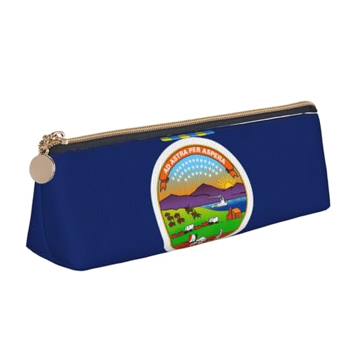 Luckily&Day Personalisierte dreieckige Tasche mit Kansas Staatsflagge, stilvoller Leder-Kosmetik-Organizer, kompakte Reißverschlusstasche, Weiß, One Size, Stilvoll von Luckily&Day