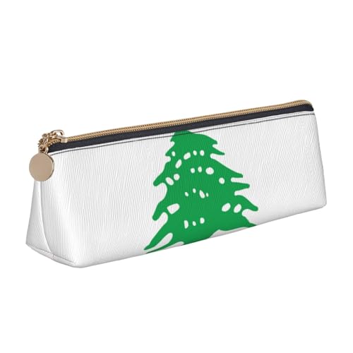 Luckily&Day Personalisierte dreieckige Tasche mit Libanon-Flagge, stilvoller Leder-Kosmetik-Organizer, kompakte Reißverschlusstasche, Weiß, One Size, Stilvoll von Luckily&Day