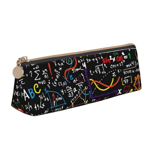 Luckily&Day Personalisierte dreieckige Tasche mit Mathematikformel, stilvoller Leder-Kosmetik-Organizer, kompakte Reißverschlusstasche, Weiß, One Size, Stilvoll von Luckily&Day