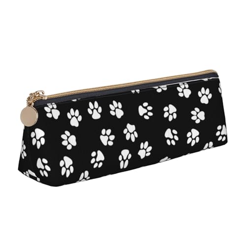 Luckily&Day Personalisierte dreieckige Tasche mit Pfotenabdruck, stilvoller Leder-Kosmetik-Organizer, kompakte Reißverschlusstasche, Weiß, One Size, Stilvoll von Luckily&Day