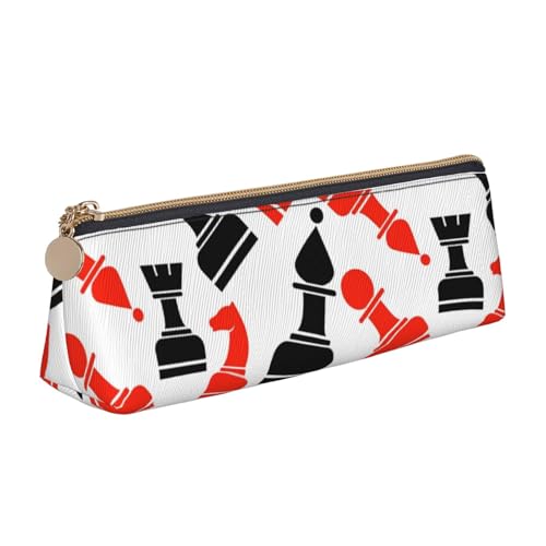 Luckily&Day Personalisierte dreieckige Tasche mit Schachmotiv, stilvoller Leder-Kosmetik-Organizer, kompakte Reißverschlusstasche, Weiß, One Size, Stilvoll von Luckily&Day