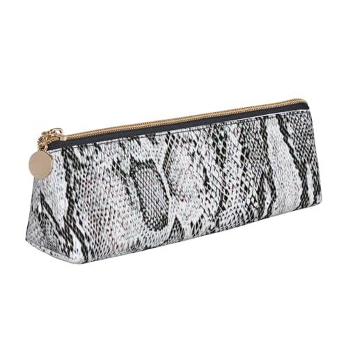 Luckily&Day Personalisierte dreieckige Tasche mit Schlangenhaut-Motiv, stilvoller Leder-Kosmetik-Organizer, kompakte Reißverschlusstasche, Weiß, One Size, Stilvoll von Luckily&Day