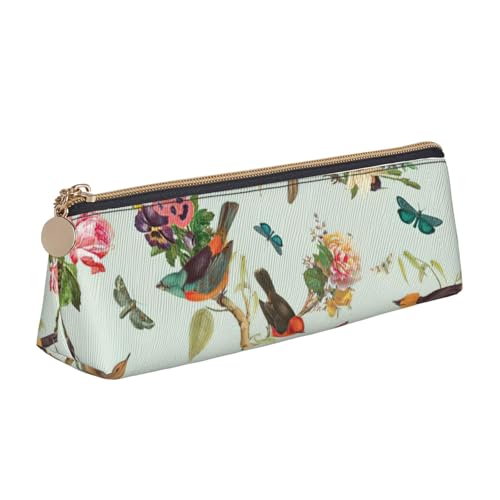 Luckily&Day Personalisierte dreieckige Tasche mit Vogelmotiv, stilvoller Leder-Kosmetik-Organizer, kompakte Reißverschlusstasche, Weiß, One Size, Stilvoll von Luckily&Day