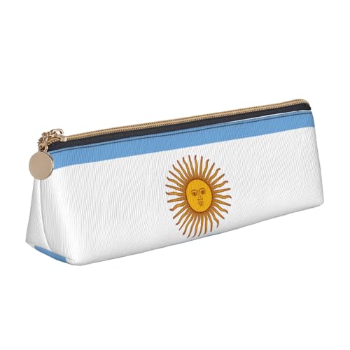 Luckily&Day Personalisierte dreieckige Tasche mit argentinischer Flagge, stilvoller Leder-Kosmetik-Organizer, kompakte Reißverschlusstasche, Weiß, One Size, Stilvoll von Luckily&Day