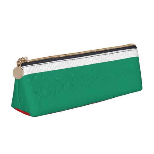Luckily&Day Personalisierte dreieckige Tasche mit bulgarischer Flagge, stilvoller Leder-Kosmetik-Organizer, kompakte Reißverschlusstasche, Weiß, One Size, Stilvoll von Luckily&Day