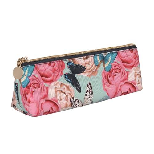 Luckily&Day Personalisierte dreieckige Tasche mit buntem Blumendruck, stilvoller Leder-Kosmetik-Organizer, kompakte Reißverschlusstasche, Weiß, One Size, Stilvoll von Luckily&Day