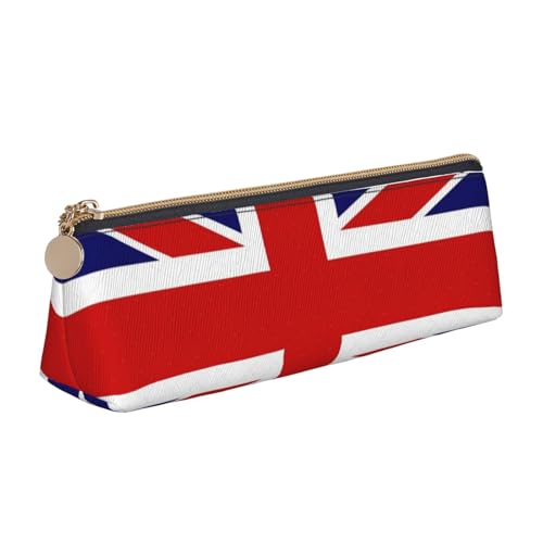Luckily&Day Personalisierte dreieckige Tasche mit englischer Flagge, stilvoller Leder-Kosmetik-Organizer, kompakte Reißverschlusstasche, Weiß, One Size, Stilvoll von Luckily&Day