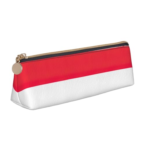 Luckily&Day Personalisierte dreieckige Tasche mit indonesischer Flagge, stilvoller Leder-Kosmetik-Organizer, kompakte Reißverschlusstasche, Weiß, One Size, Stilvoll von Luckily&Day