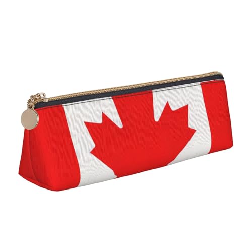 Luckily&Day Personalisierte dreieckige Tasche mit kanadischer Flagge, stilvoller Leder-Kosmetik-Organizer, kompakte Reißverschlusstasche, Weiß, One Size, Stilvoll von Luckily&Day