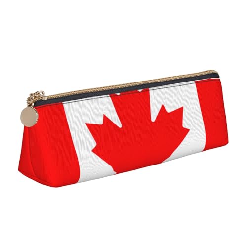 Luckily&Day Personalisierte dreieckige Tasche mit kanadischer Flagge, stilvoller Leder-Kosmetik-Organizer, kompakte Reißverschlusstasche, Weiß, One Size, Stilvoll von Luckily&Day