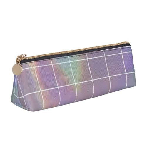 Luckily&Day Reflektierender quadratischer Druck, personalisierbar, dreieckig, stilvoller Leder-Kosmetik-Organizer, kompakte Reißverschlusstasche, Weiß, One Size, Stilvoll von Luckily&Day