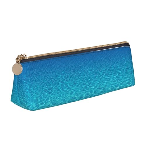 Luckily&Day Ruhiger Unterwasser-Landschaftendruck, personalisierbar, dreieckig, stilvoller Leder-Kosmetik-Organizer, kompakte Reißverschlusstasche, Weiß, One Size, Stilvoll von Luckily&Day