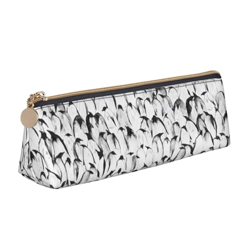 Luckily&Day Stilvoller Pinguin-Aufdruck, dreieckige Tasche, stilvoller Leder-Kosmetik-Organizer, kompakte Reißverschlusstasche, Weiß, One Size, Stilvoll von Luckily&Day