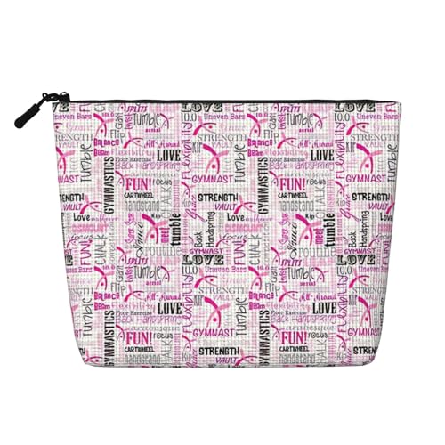 Luckily&Day Turn-Kosmetiktasche mit rotem Aufdruck für Damen, Make-up-Tasche, modische Reisetasche mit großem Stauraum, Geschenke für Frauen, schwarz, Einheitsgröße, Schwarz, One Size von Luckily&Day