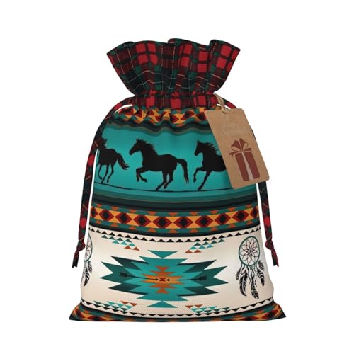 Luckily&Day Weihnachtliche Geschenktasche mit Kordelzug für Party, Festival, lustige, wiederverwendbare Leinentasche, 1 Stück, Schwarz, Medium von Luckily&Day