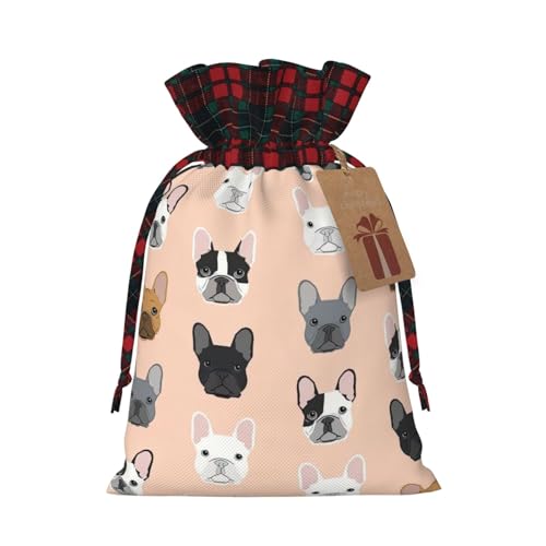 Luckily&Day Weihnachtstasche mit Kordelzug für Party, Festival, lustige, wiederverwendbare Leinentasche, 1 Stück, klein von Luckily&Day