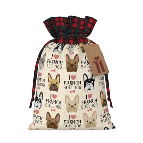 Luckily&Day Weihnachtstasche mit Kordelzug für Party, Festival, lustige, wiederverwendbare Leinentasche, 1 Stück, mittelgroß von Luckily&Day