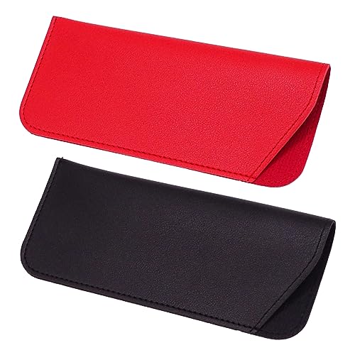 Luckious 2 x Brillenetuis aus Leder, schwarz / rot, One size von Luckious