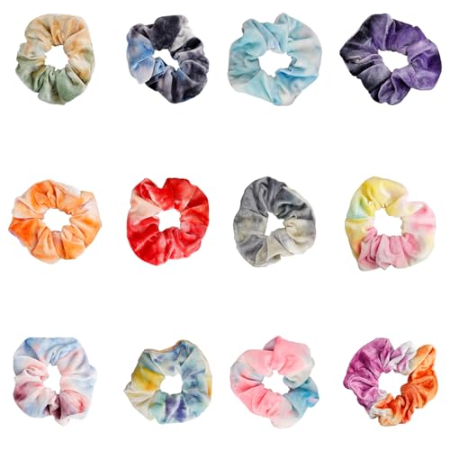 Luckious Haargummis für Mädchen, elastische Haarbänder, Samt-Haarlocken, elastische Pferdeschwanz-Haar-Halter, Batikfärbung, Haarschmuck für Fitnessstudio, Abschlussball oder Clubs, 12 Stück Luckious Haargummis für Mädchen, elastische Haarbänder, Samt-Haarlocken, elastische Pferdeschwanz-Haar-Halter, Batikfärbung, Haarschmuck für Fitnessstudio, Abschlussball oder Clubs, 12 Stück von Luckious