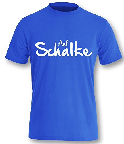 Auf Schalke Herren T-Shirt Royal - Weiß in Größe XXL von Luckja