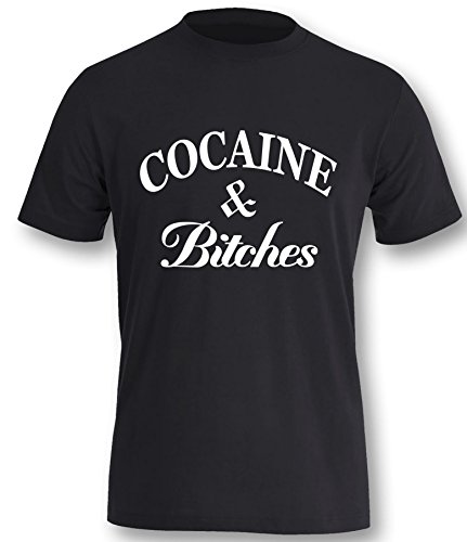 Cocaine and Bitches Herren T-Shirt Schwarz-Weiss Grösse XL von Luckja